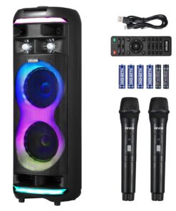 VEVOR 80W Portable Bluetooth Karaoke Machine with 2 Wireless Mics
