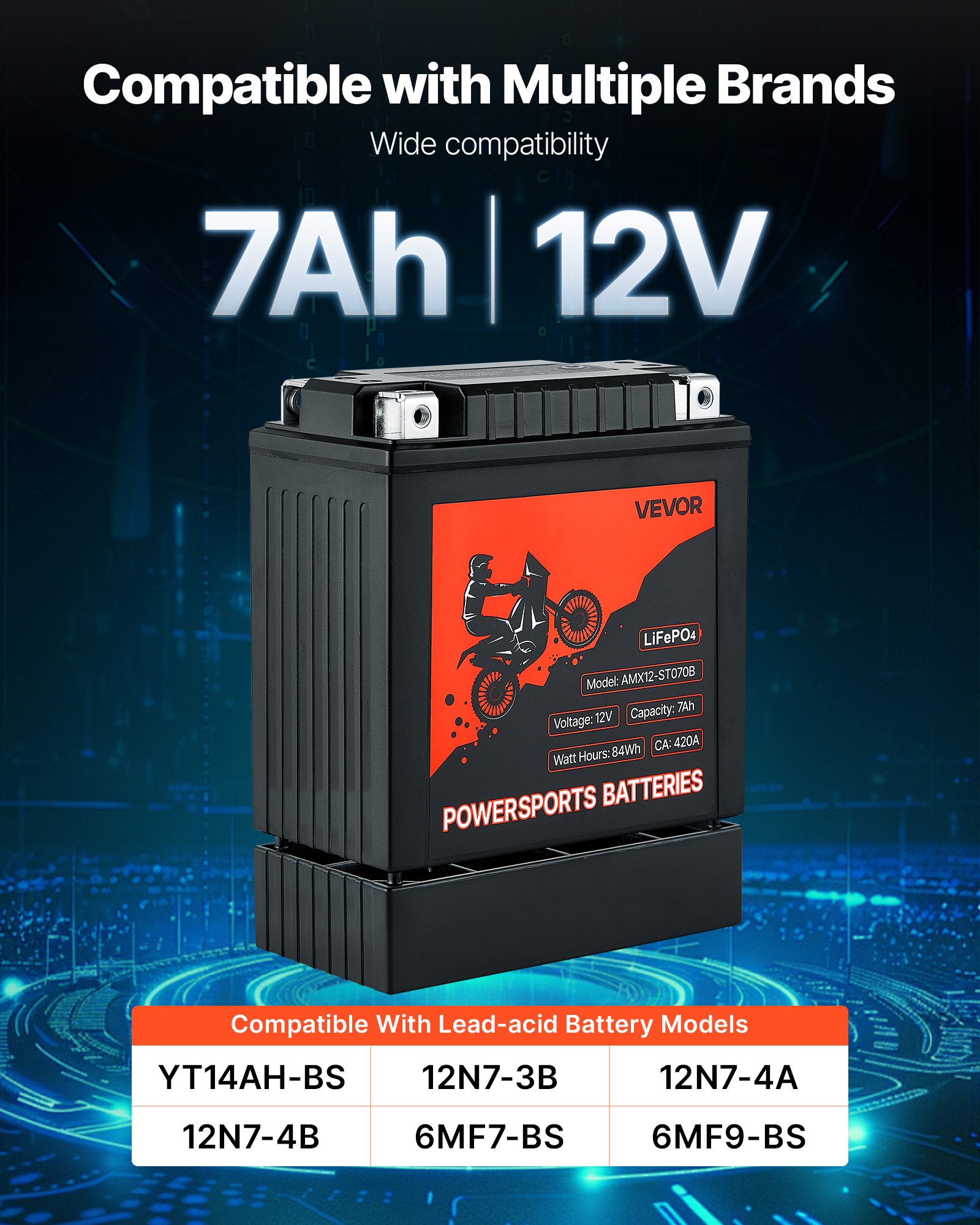 MI4CASEWmotorcyclebatteryf1 VEVORshoplv Не требует технического обслуживания
