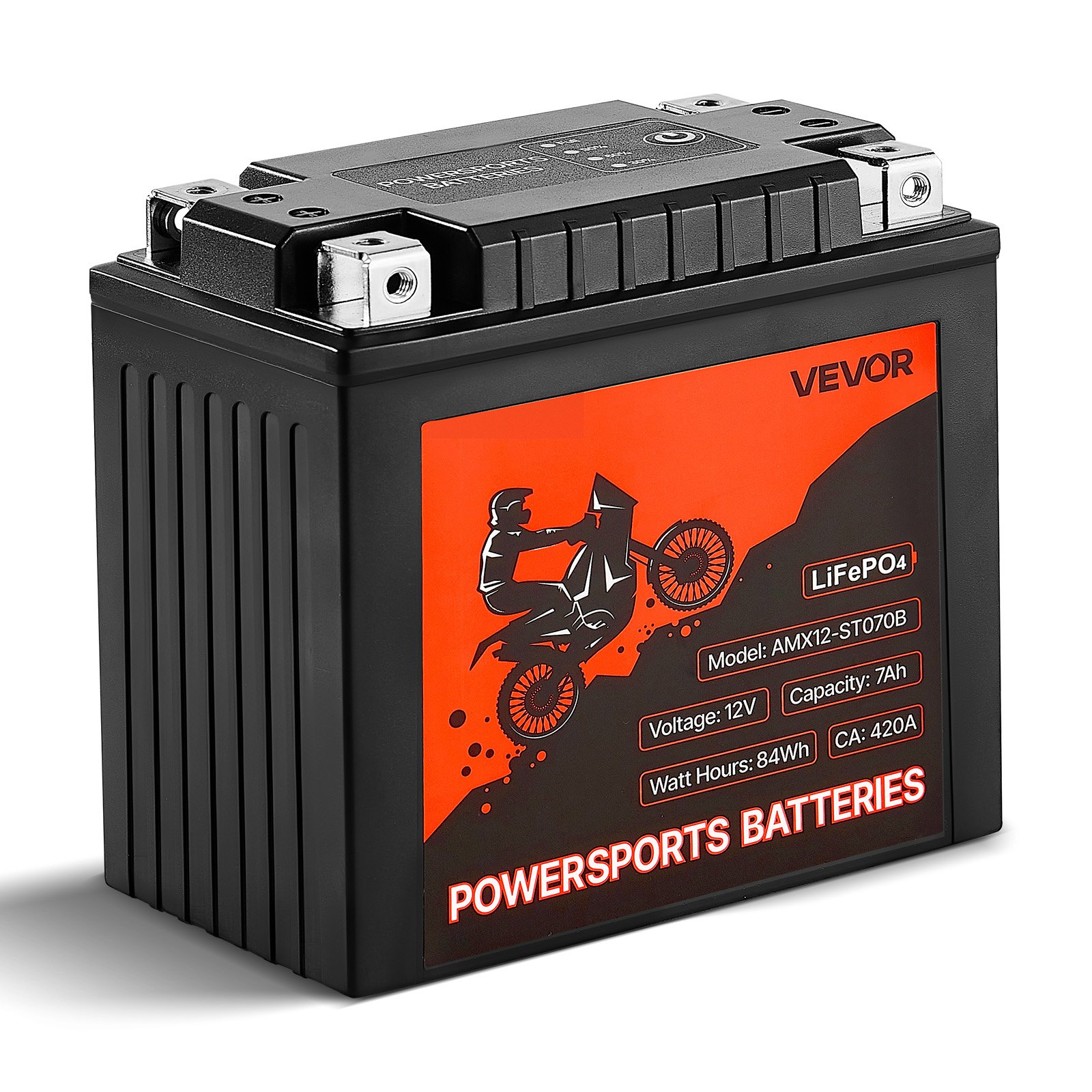 MI4CASEWmotorcyclebatterym10012 VEVORshoplv VEVOR 12V 7Ah LiFePO4 Lithium Motorcycle Battery Pre Charged