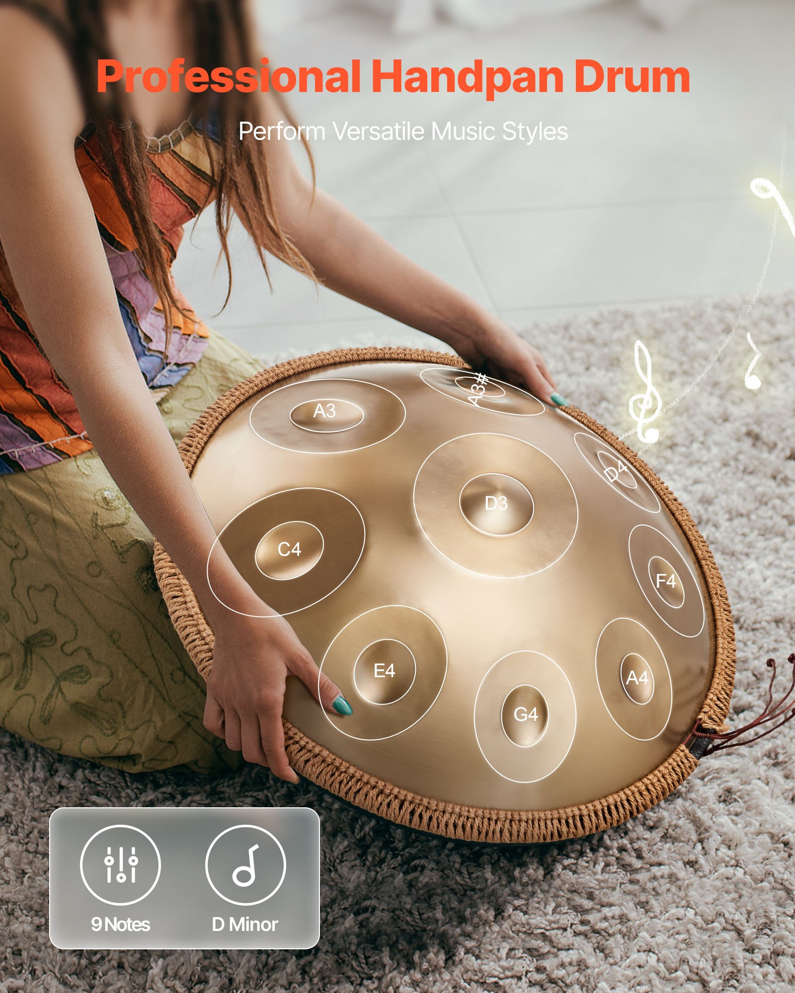 MI4CCMQ7tonguedrumf1 VEVORshoplv 9 Note 432Hz Steel Percussion with Mallets