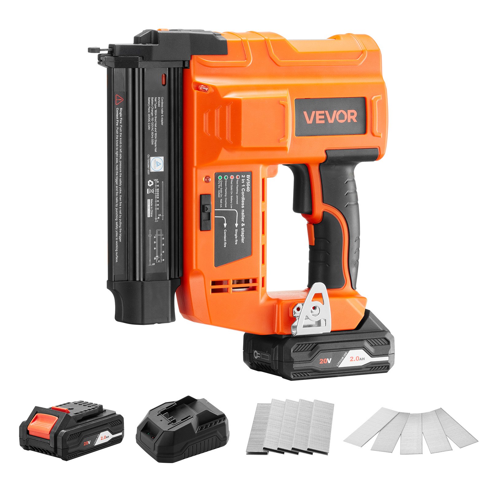 MI4KU4OQbradnailerm10012 VEVORshoplv VEVOR 2 in 1 Cordless 18 Gauge Brad Nailer Staple Gun