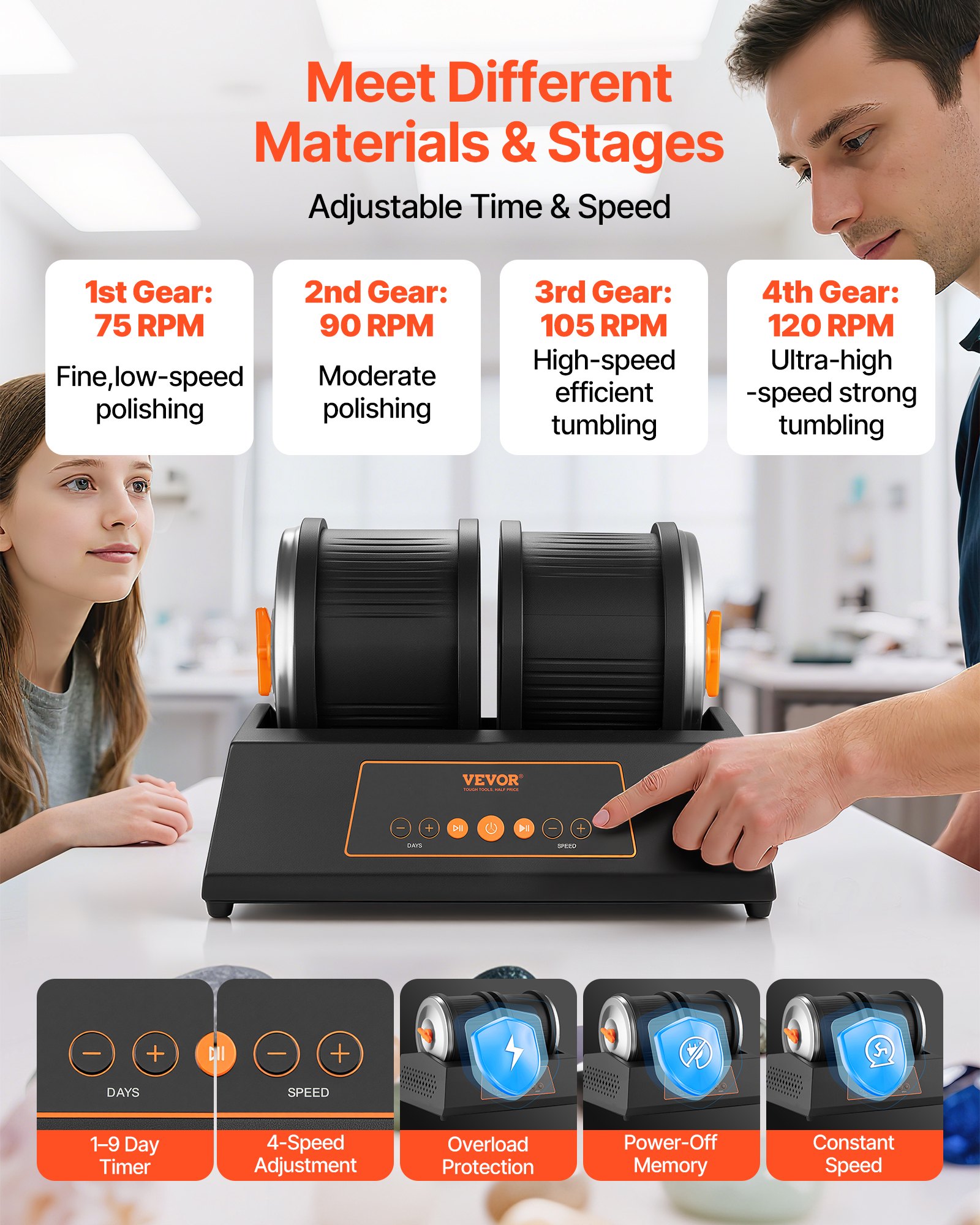 MI60ETECrocktumblerf3 VEVORshoplv Quiet Motor Stone Polishing Machine for Adults Kids