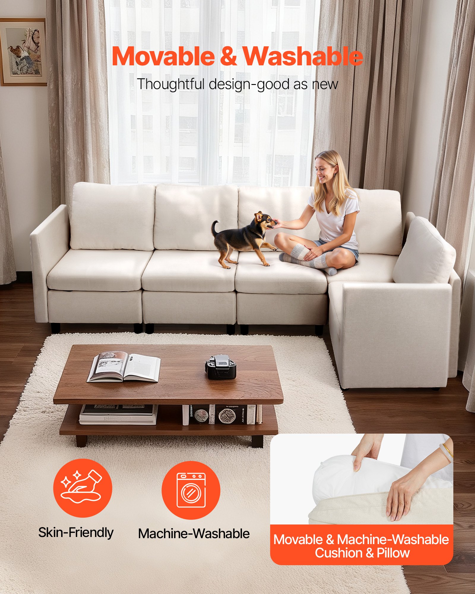 MI6ZQ51Rmodularsofaf4 VEVORshoplv Бежевый