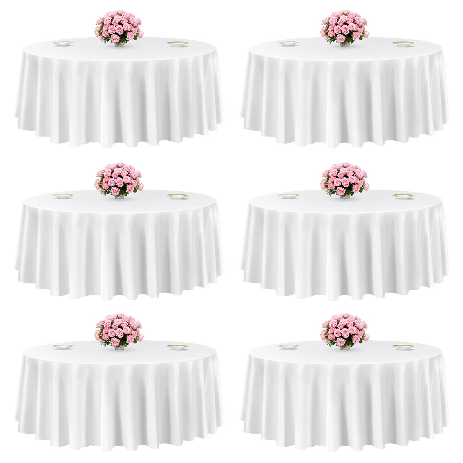 MI6ZQ9XZtablecoverm10012 VEVORshoplv VEVOR 6 Pack White Round Tablecloths