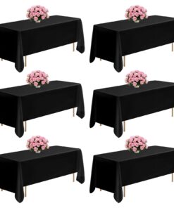 VEVOR 6-Pack Black Polyester Rectangular Tablecloths 178x305 cm