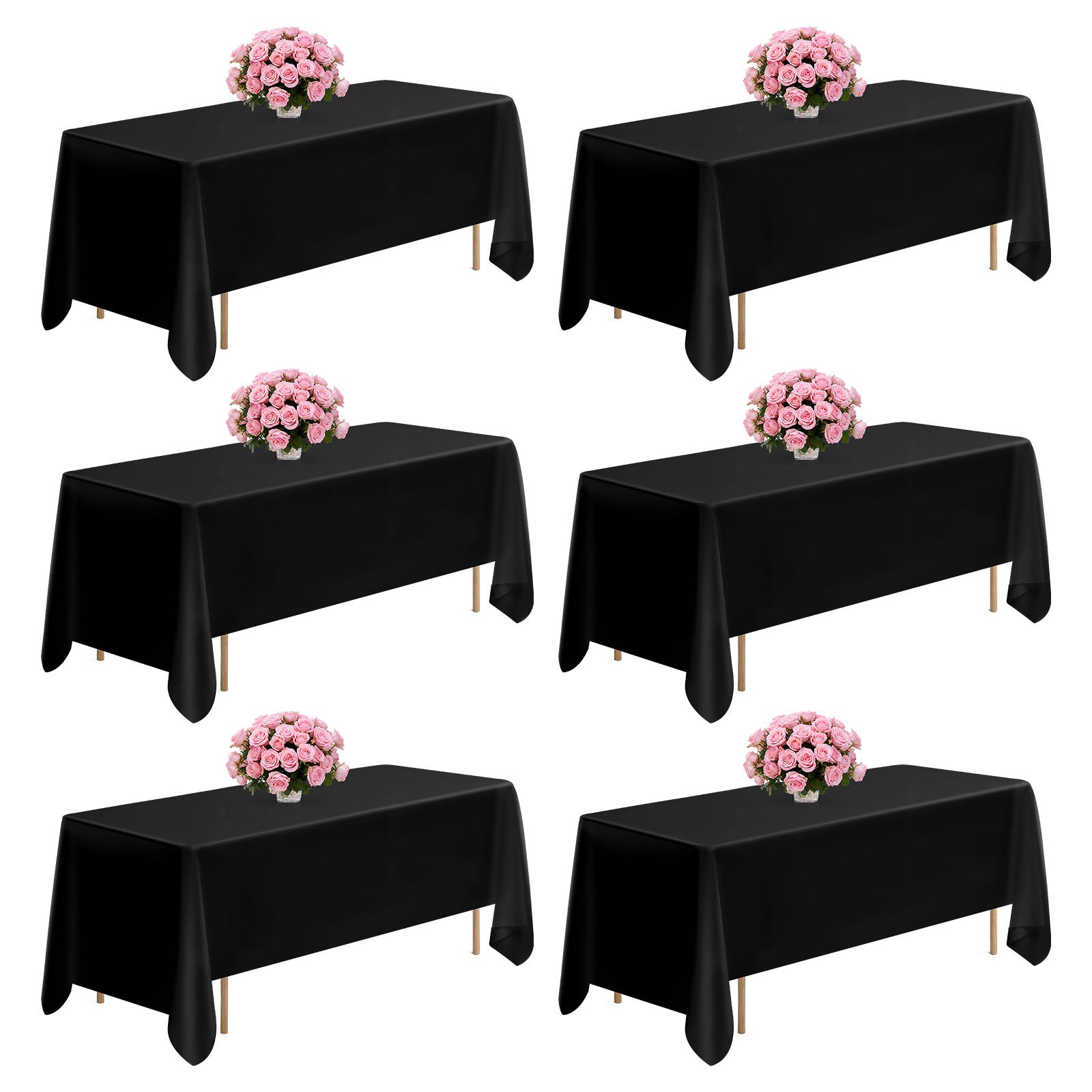 MI6ZQIU5tablecoverm10012 VEVORshoplv VEVOR 6 Pack Black Polyester Rectangular Tablecloths 178x305 cm