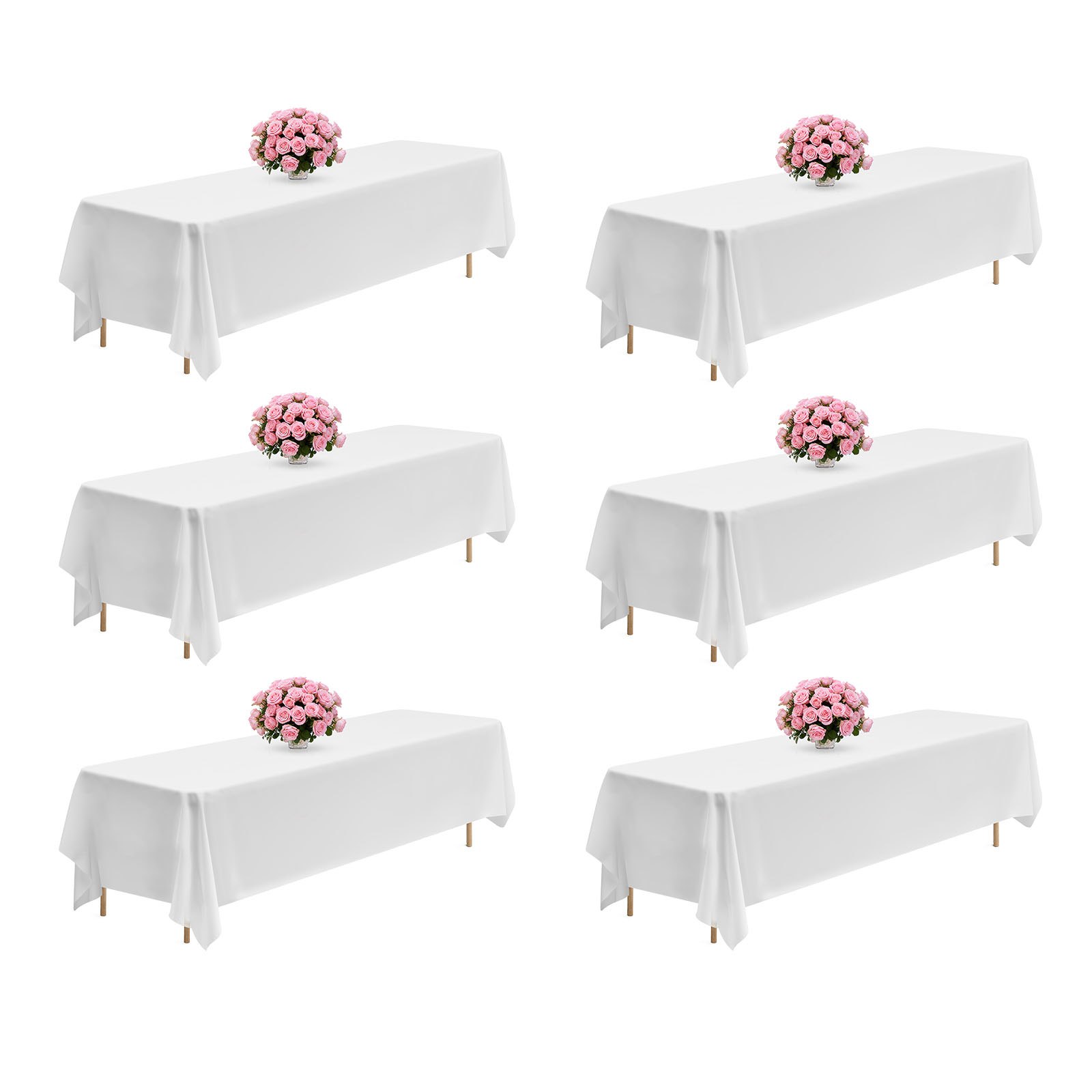 MI6ZRFI0tablecoverm10012 VEVORshoplv VEVOR 6 Pack White Rectangular Polyester Tablecloths 228x335cm