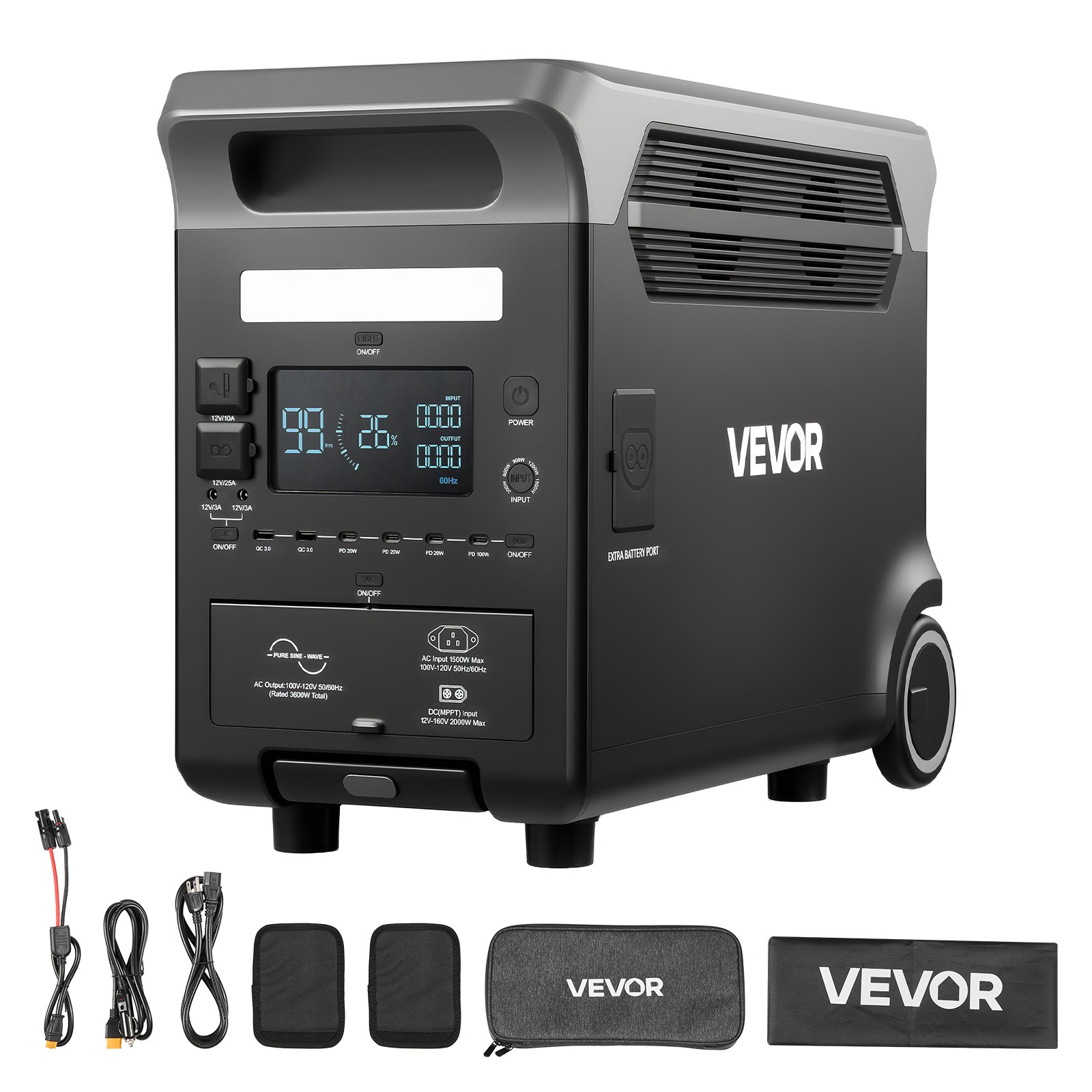 MI77735Kportablepowerstationukm10012 VEVORshoplv VEVOR 3600W 3840Wh Portable Power Station with Expandable LiFePO4 Battery