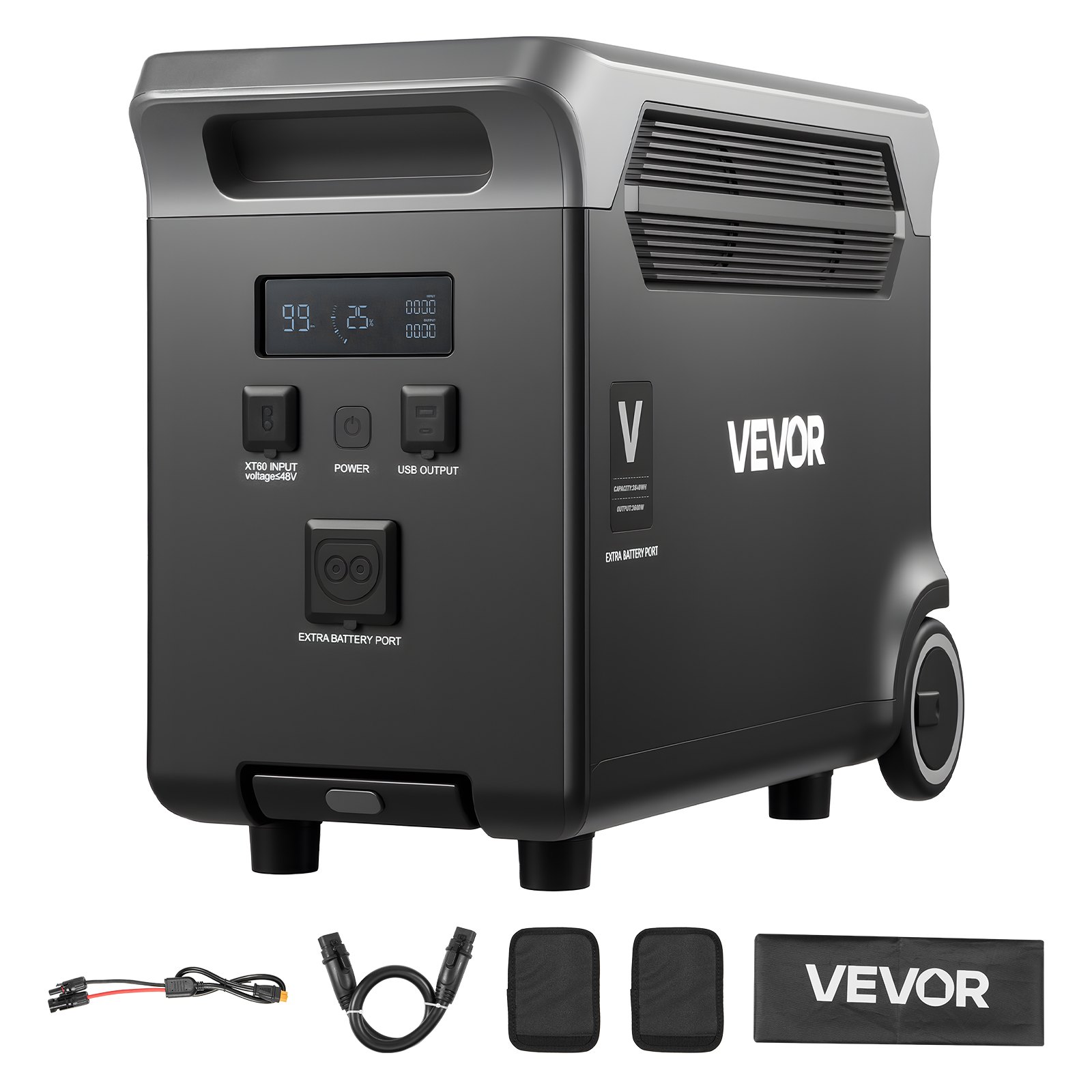 MI777IGCexpansionbatterym10012 VEVORshoplv VEVOR 3840Wh LiFePO4 Expansion Battery with 3 Output Ports for Portable Power Station Backup for Home