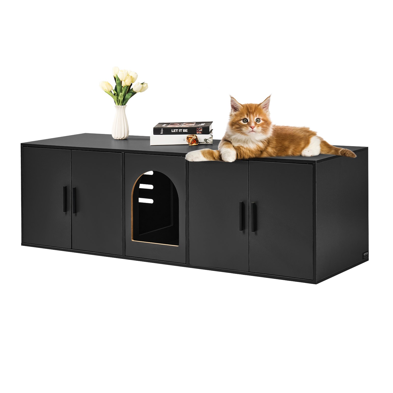 MI7PF1M7litterboxenclosurem10012 VEVORshoplv VEVOR Hidden Cat Litter Box Furniture for 2 Cats