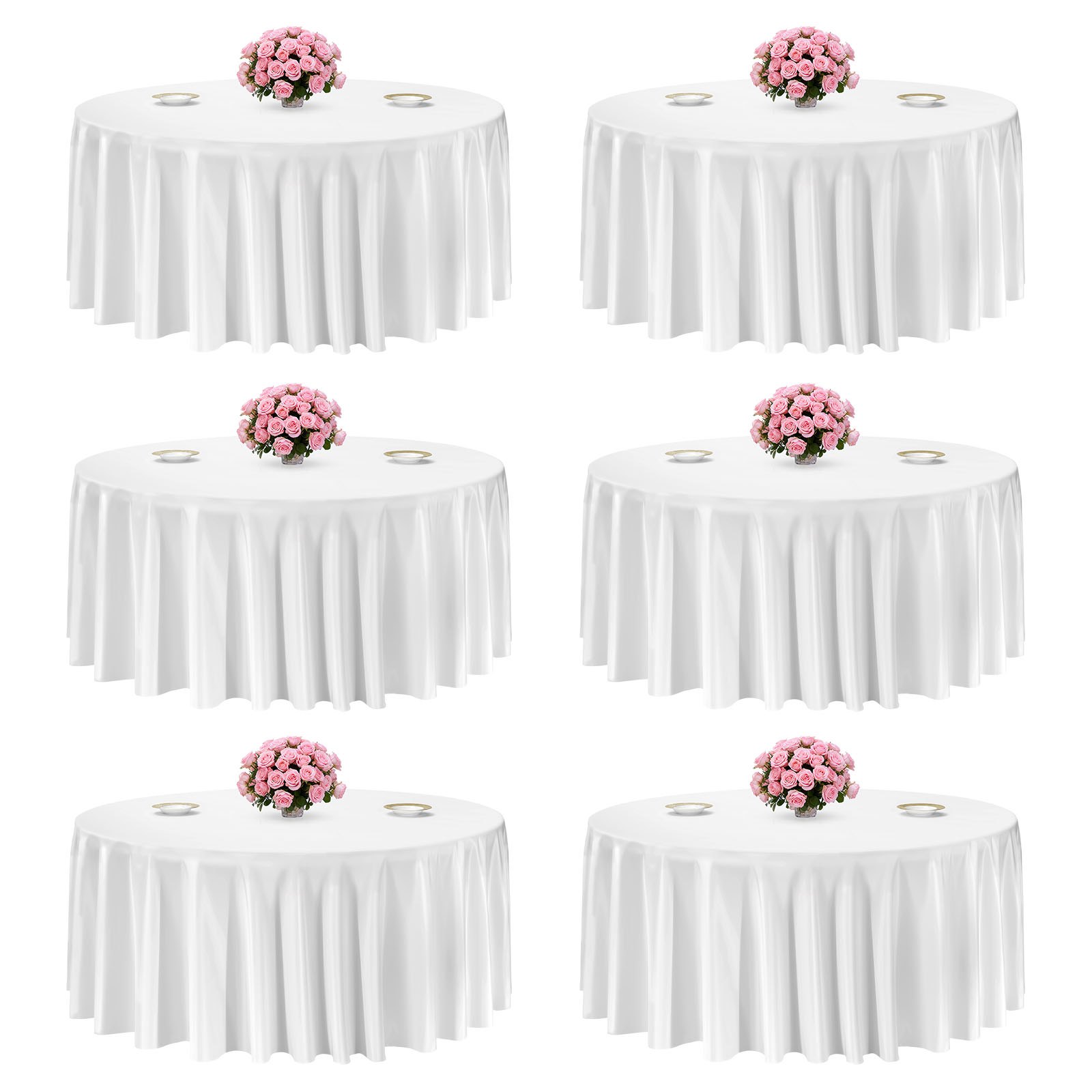 MI94VAVTtablecoverm10012 VEVORshoplv VEVOR 6 Pack White Round Tablecloths