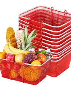 VEVOR 12 Red Stackable Metal Shopping Baskets with Handles