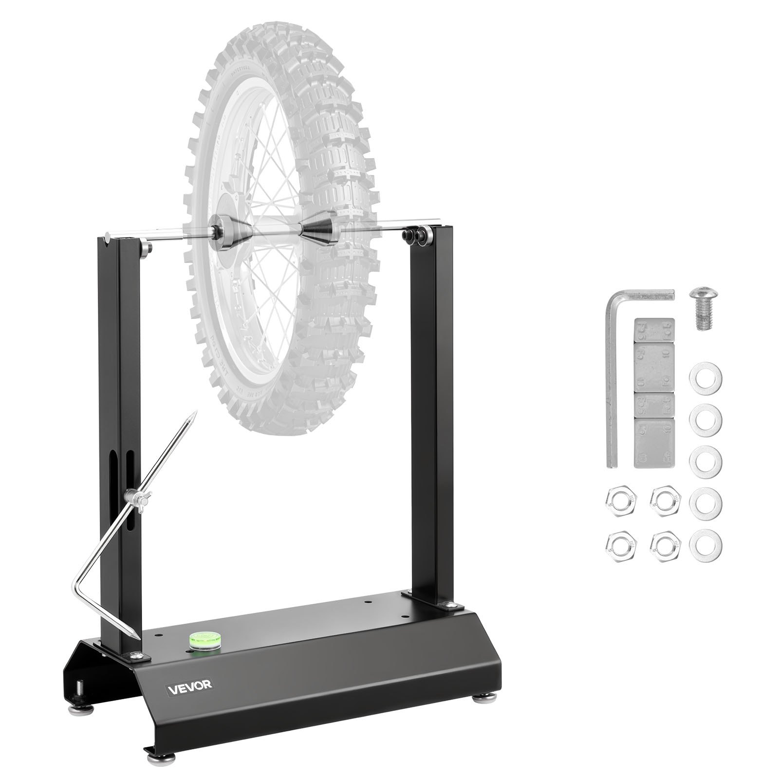 MI9UJVJOwheelbalancerm10012 VEVORshoplv VEVOR Motorcycle Bicycle Wheel Balancer Stand