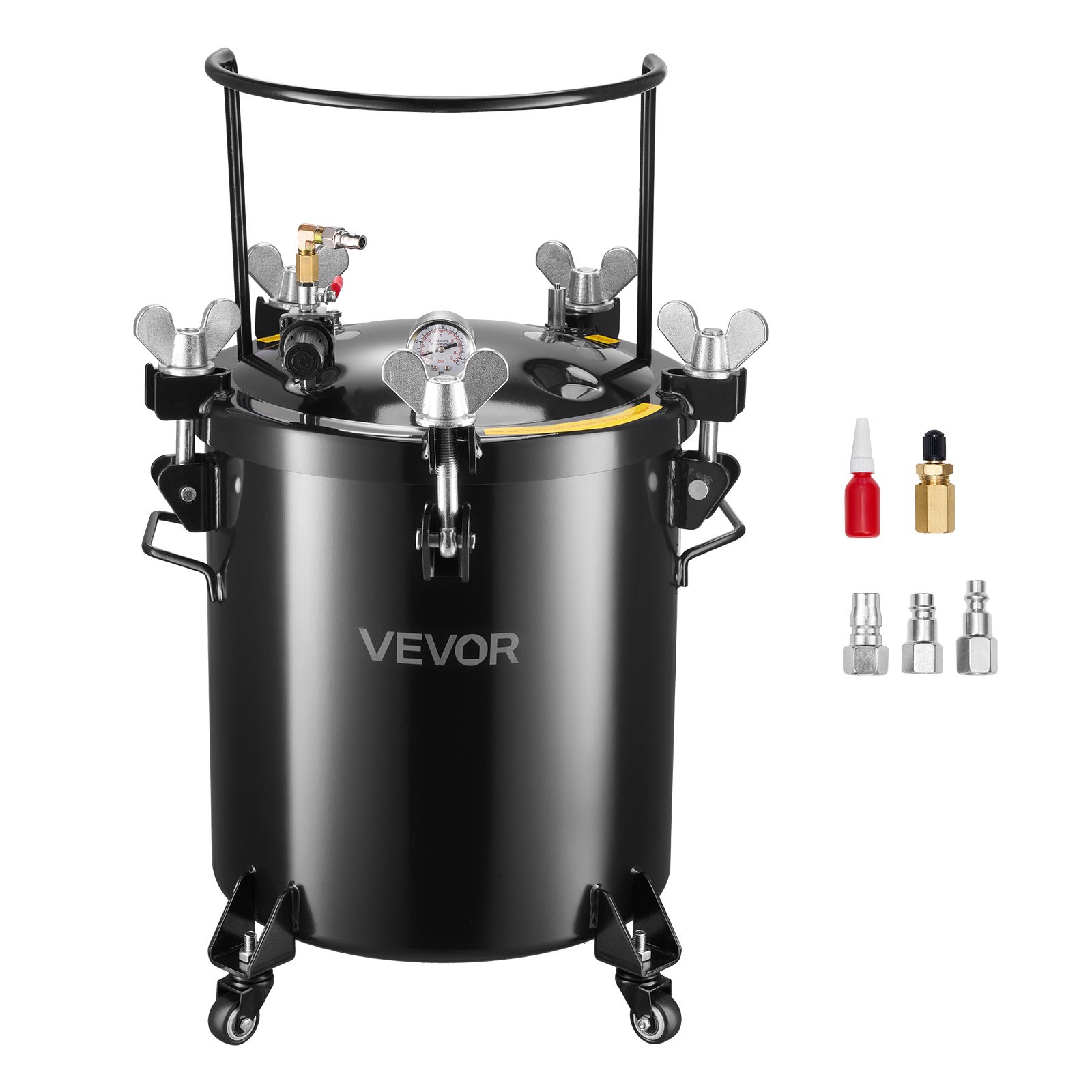 MIB9ZT8Ipressurepotpainttankm10012 VEVORshoplv VEVOR 40L Steel Pressure Paint Tank with Quick Connect Couplers