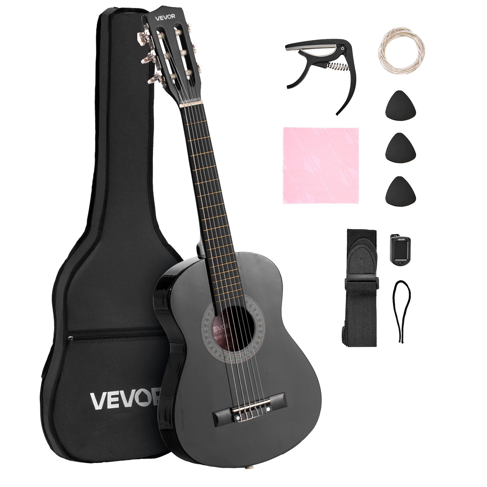 MIBZQPT8classicalguitarm10012 VEVORshoplv VEVOR 780mm Classical Guitar Starter Kit for Beginners
