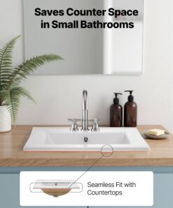 White Ceramic with Overflow & 3 Faucet Holes