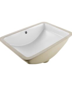 VEVOR 530x375 mm White Rectangular Ceramic Undermount Bathroom Sink with Overflow