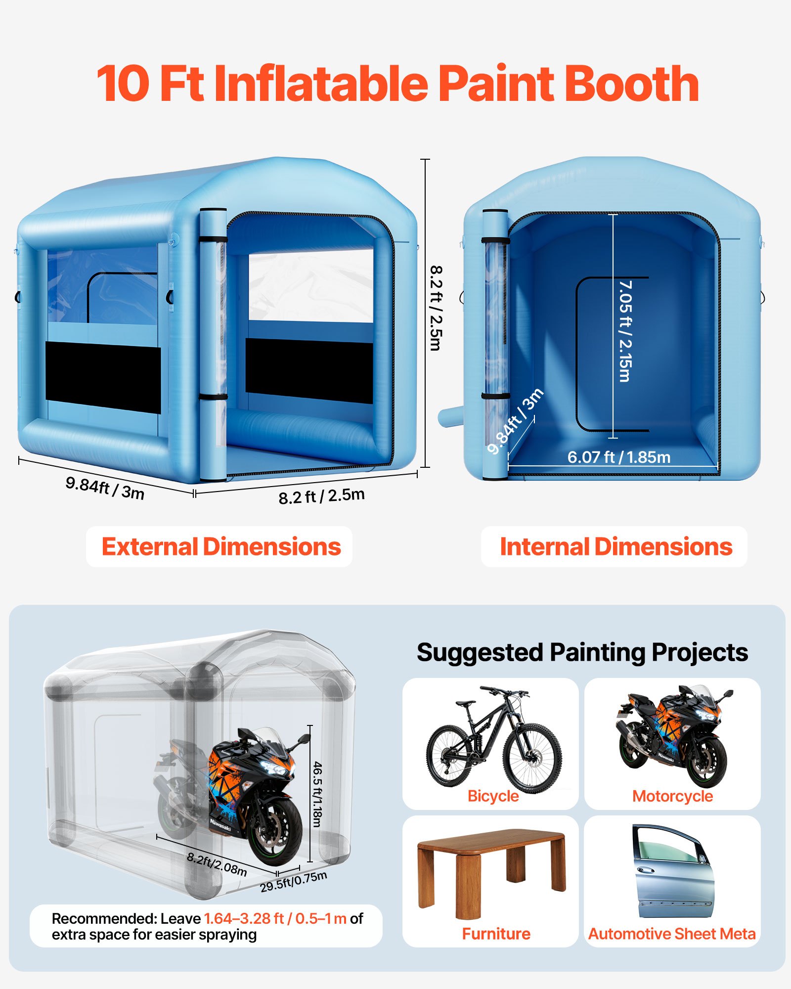 MICX0XQIinflatablepaintboothf1 VEVORshoplv Air Filter Light Hook for Bike