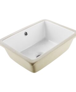 VEVOR 400x305 mm Undermount Rectangular White Ceramic Bathroom Sink with Overflow Hole