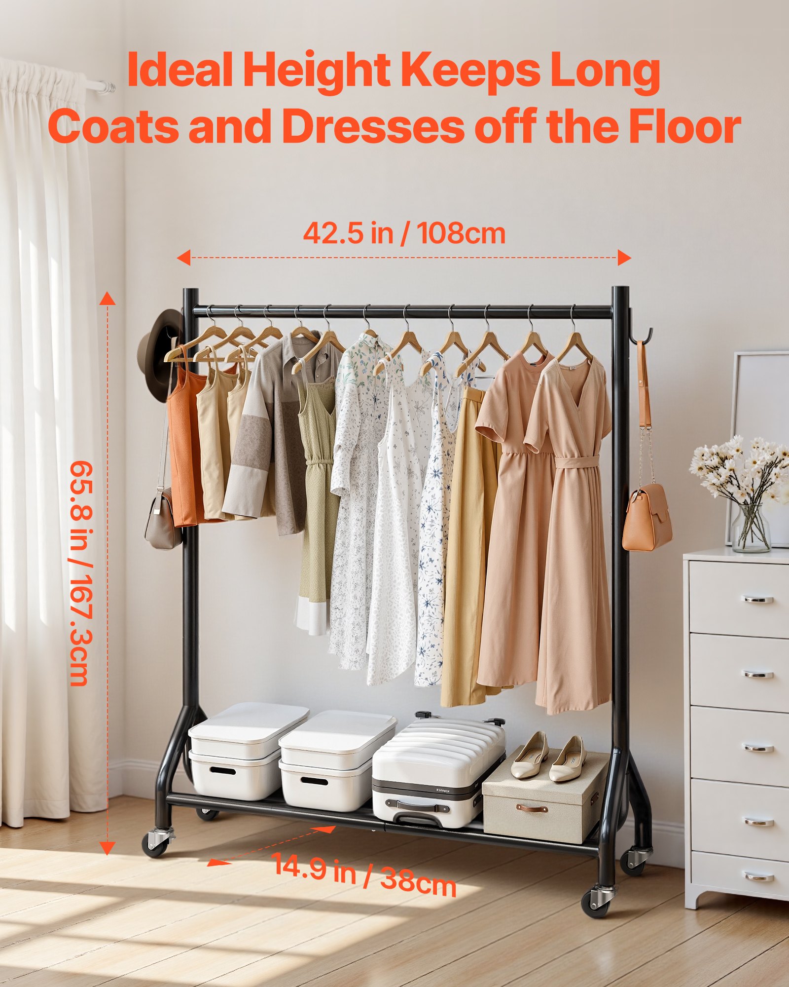 MICX1KNFclothesrackf2 VEVORshoplv грузоподъемность 90 кг