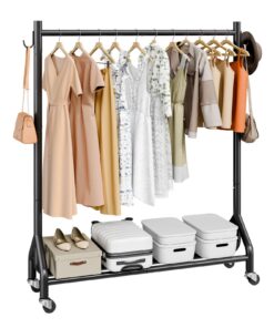 VEVOR Heavy-Duty Rolling Clothes Rack with Shelves