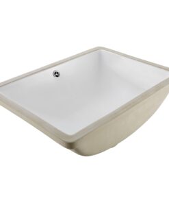 VEVOR 515x385 mm Rectangular White Ceramic Undermount Bathroom Sink with Overflow