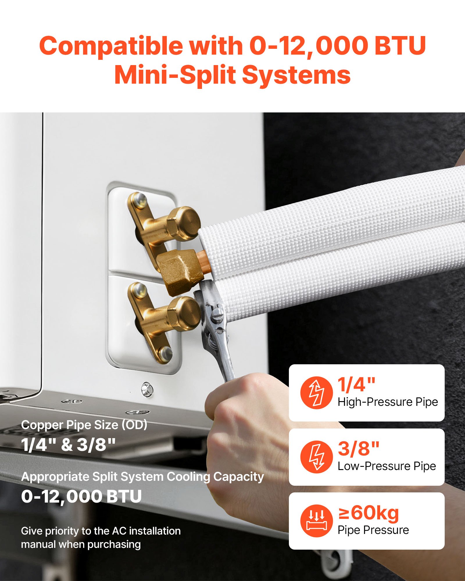 MICX2FTDminisplitlinesetf3 VEVORshoplv for HVAC Heat Pump Systems