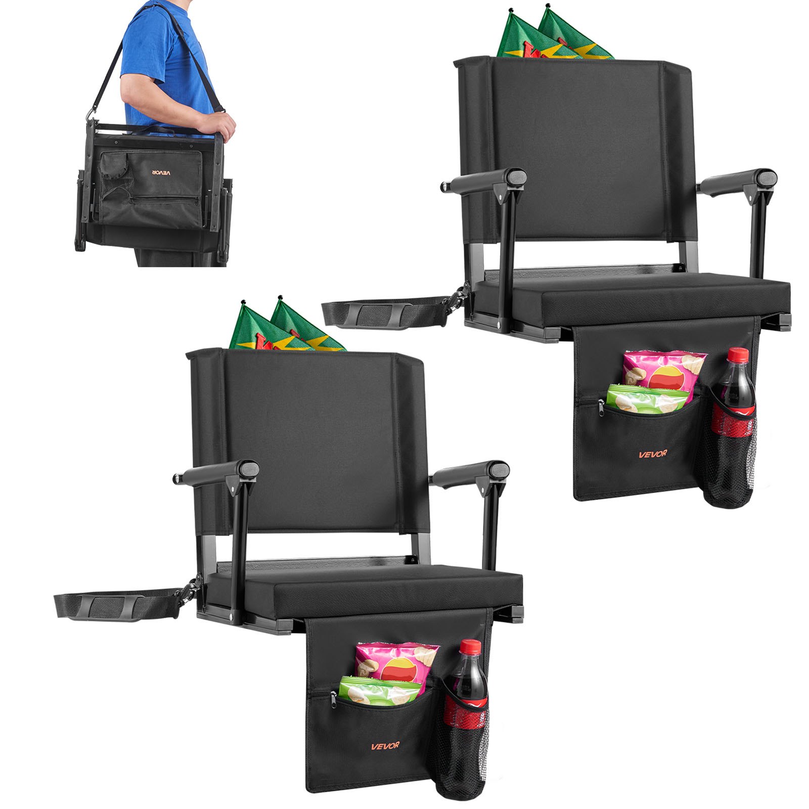 MIDF8FL3stadiumseatm10012 VEVORshoplv VEVOR 2PCS Portable Stadium Seats with Armrests