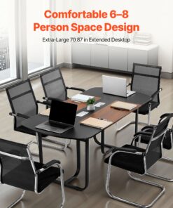 Black & Brown Meeting Desk with Metal Legs