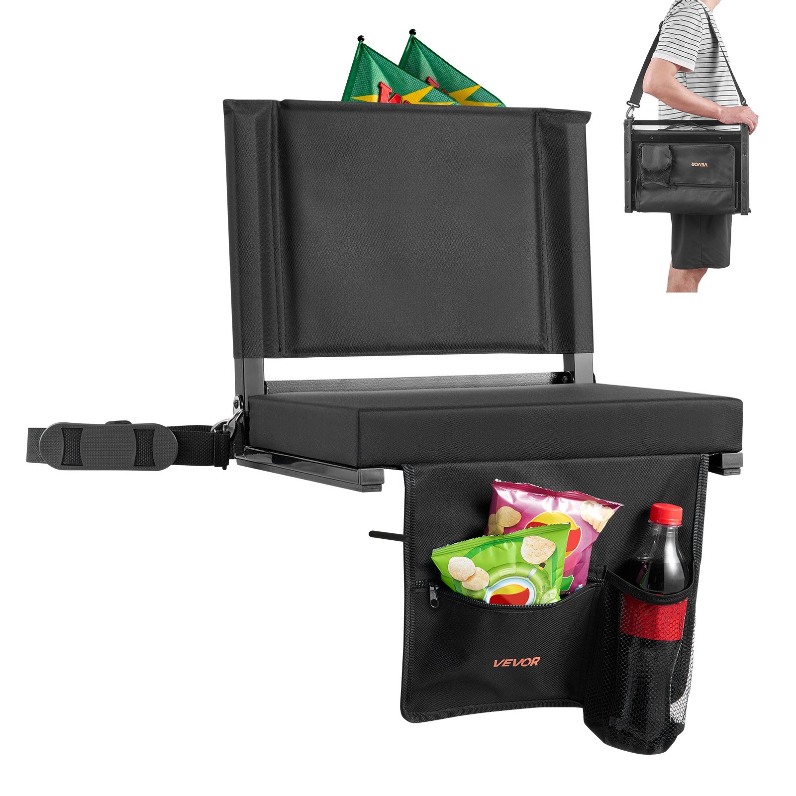 MIE51CVWstadiumseatm10012 VEVORshoplv VEVOR Folding Stadium Seat with Back Support