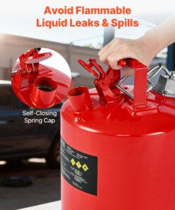 Self-Closing Lid & Flexible Spout - Carbon Steel Fuel Storage