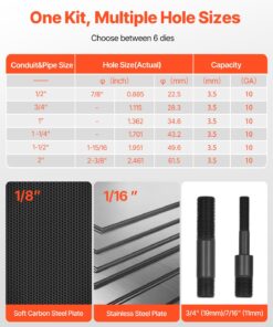 12.7–50.8mm Hole Maker Kit with 6 Dies for Electrical & Control Cabinets