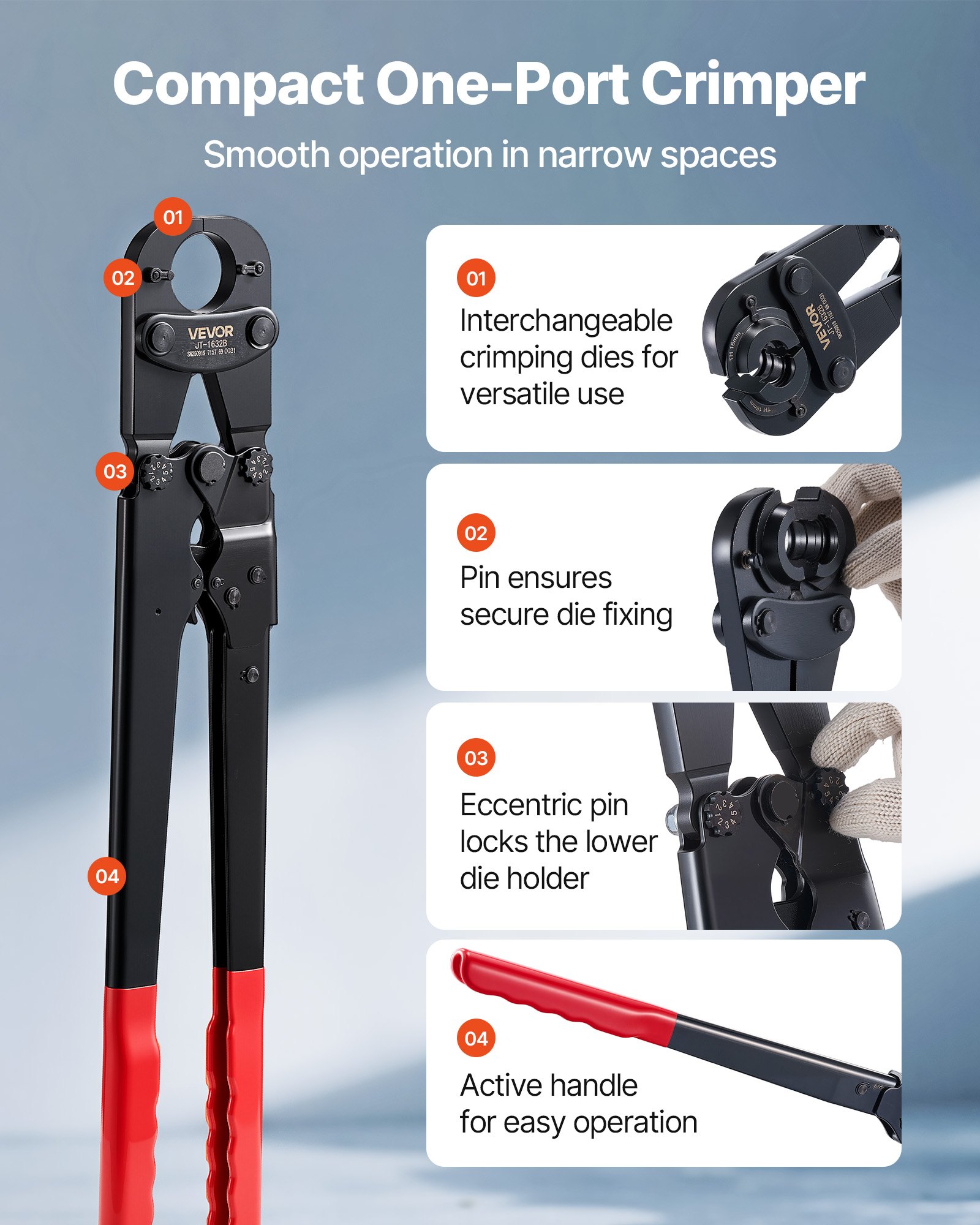 MIG0JA04pipecrimpingtoolf4 VEVORshoplv Компактная конструкция