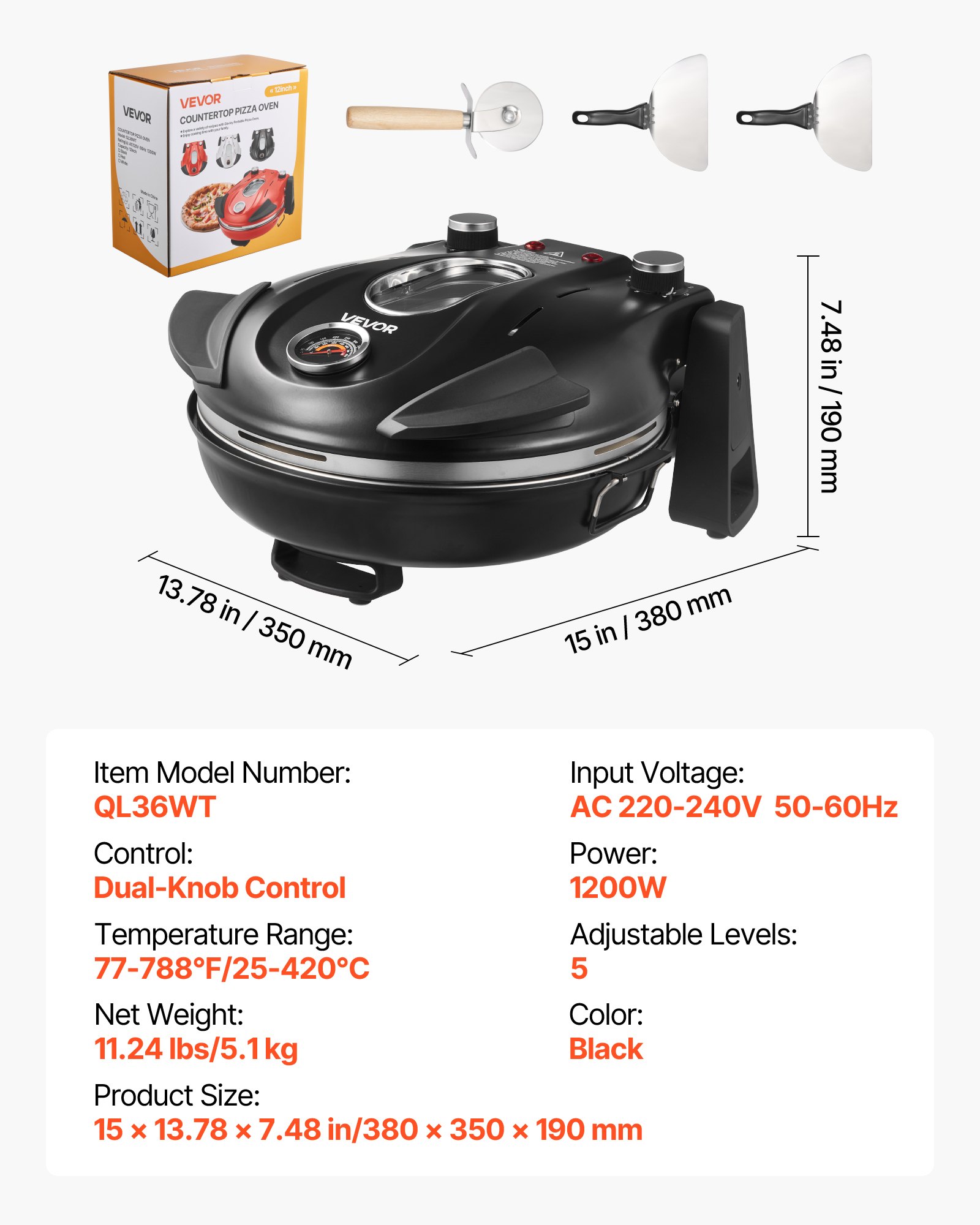 MIGZXV36pizzaovendef6 VEVORshoplv Melns