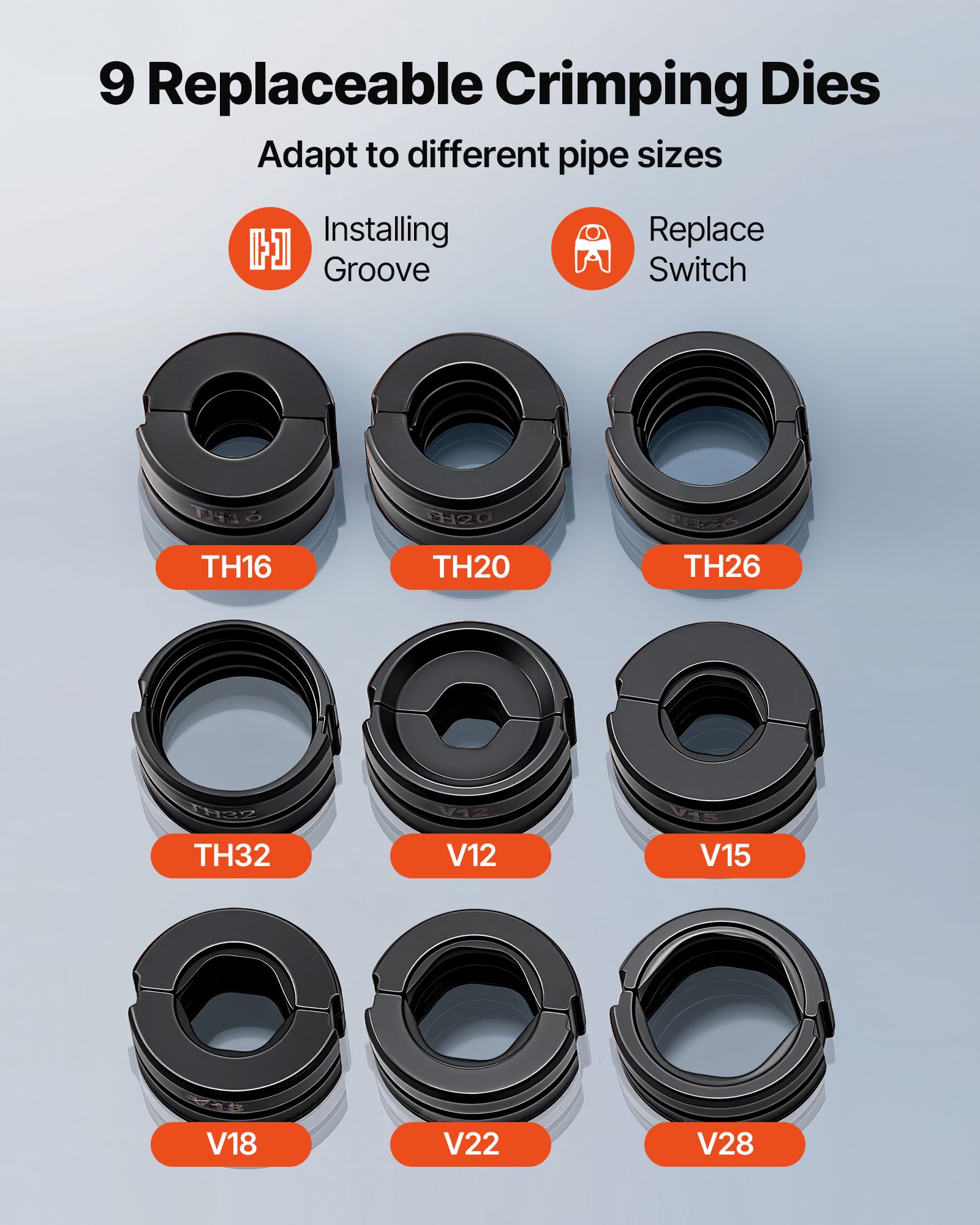 MIGZYJQ4pipecrimpingtoolf2 VEVORshoplv 360° Head