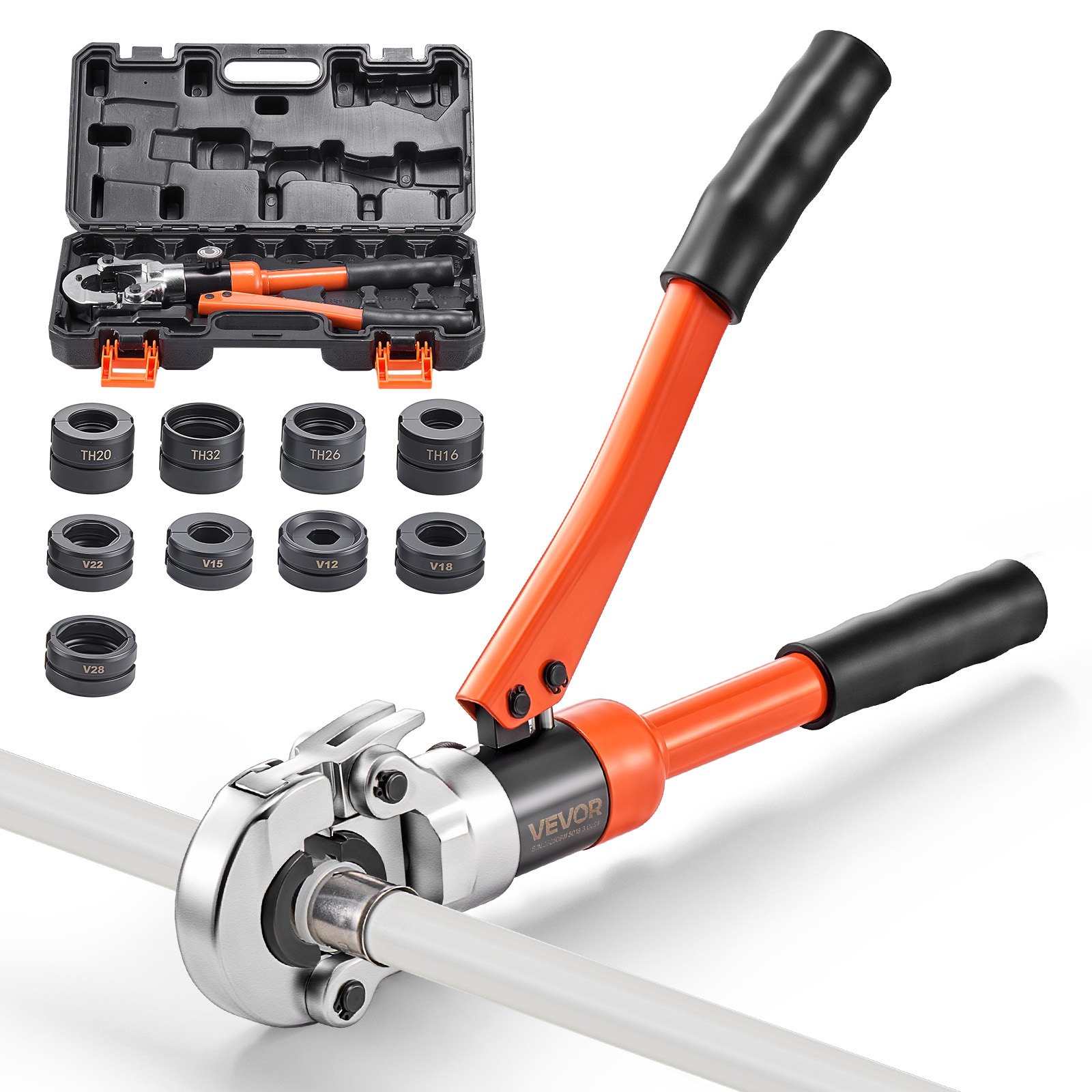 MIGZYJQ4pipecrimpingtoolm10012 VEVORshoplv VEVOR Hydraulic Pipe Crimping Tool with 9 Jaws for PEX