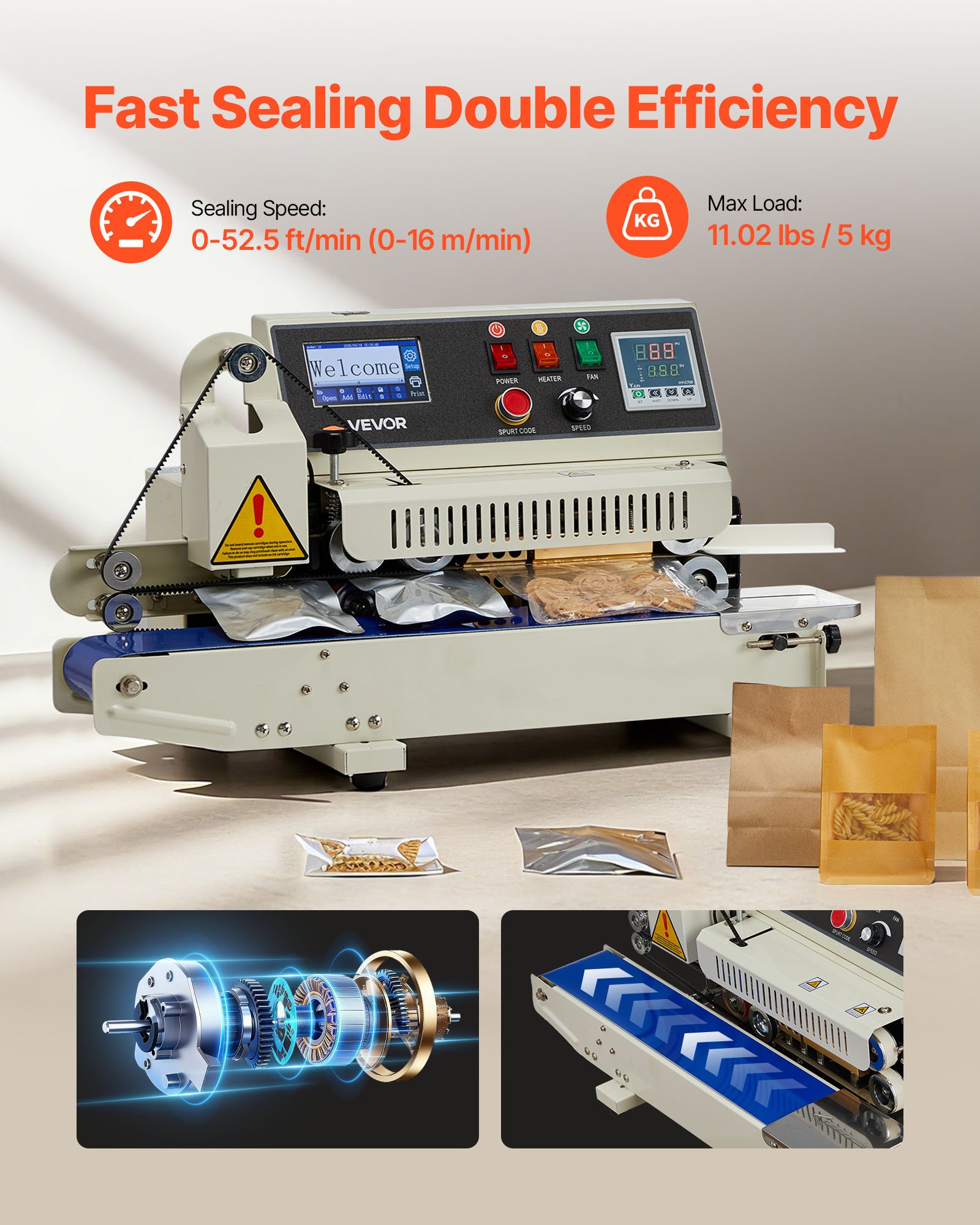 MIHFXOAMcontinuoussealingmachineukf1 VEVORshoplv 612 mm Seal Width