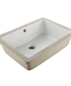 VEVOR Rectangular White Ceramic Undermount Bathroom Sink 470x335 mm with Overflow Hole