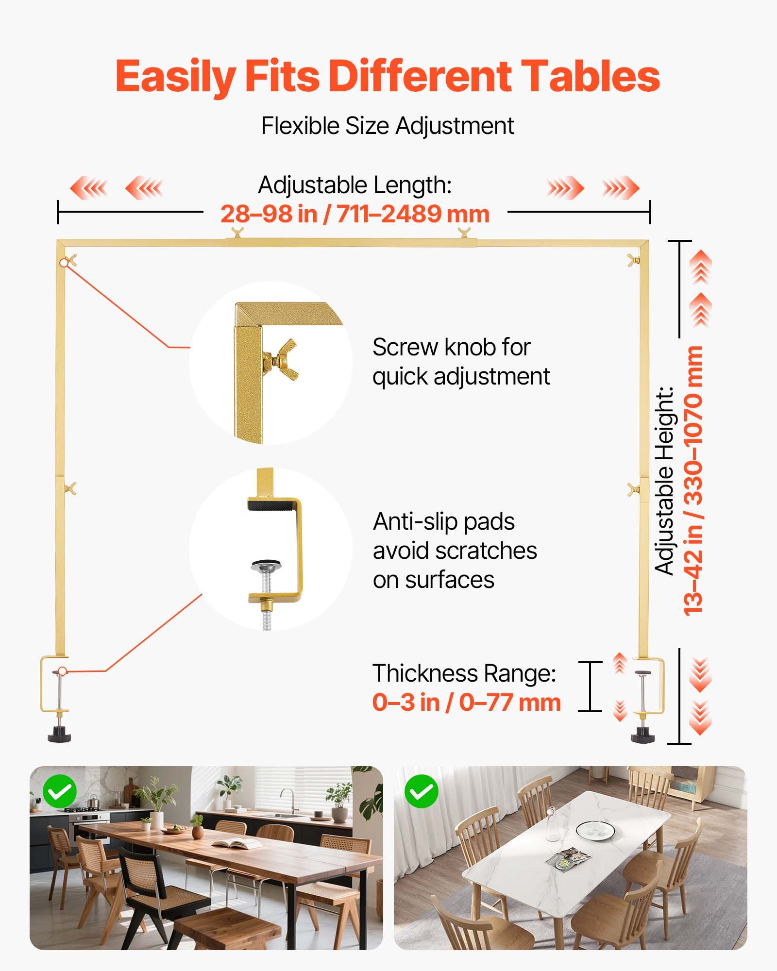 MIHPR4HEoverthetablerodstandf2 VEVORshoplv 33107 cm Height