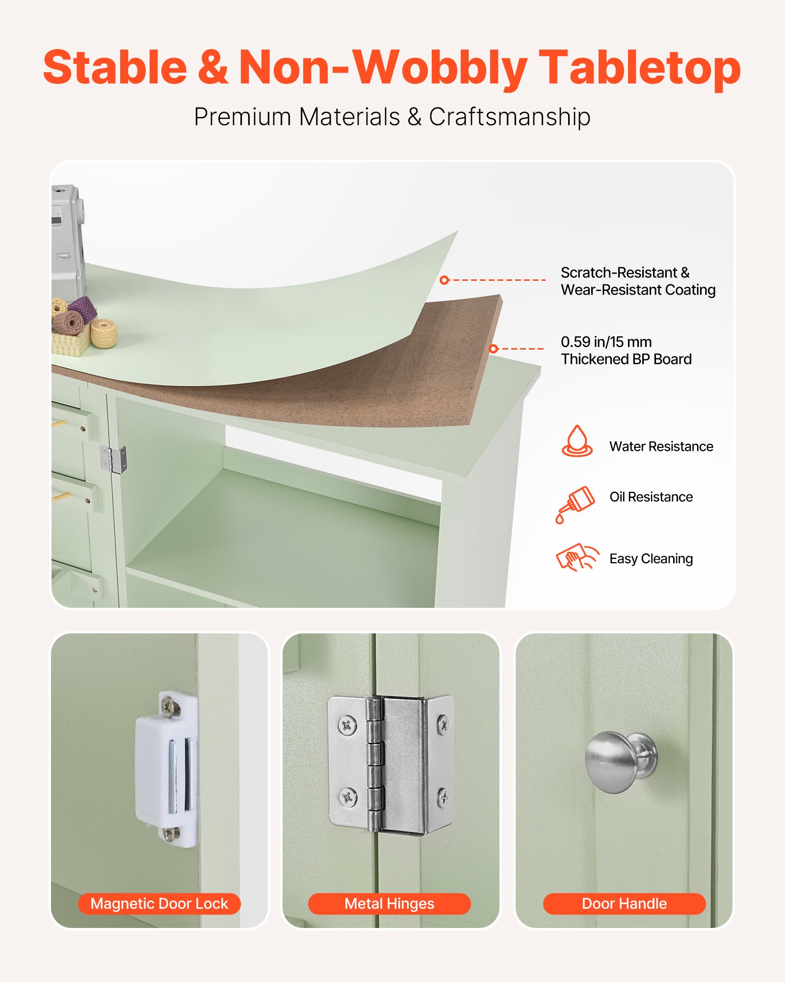 MIO56NSXsewingtablef4 VEVORshoplv Light Green Craft Desk 117x40 cm