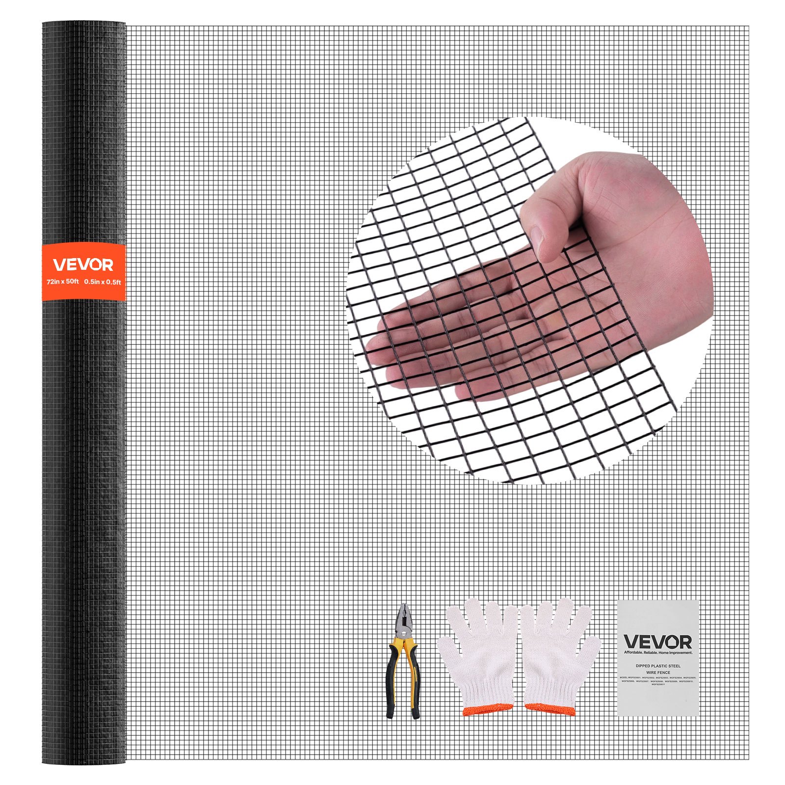 MIWPSGK6hardwareclothm10012 VEVORshoplv VEVOR 183x1524cm Galvanized Vinyl Coated Wire Mesh Roll