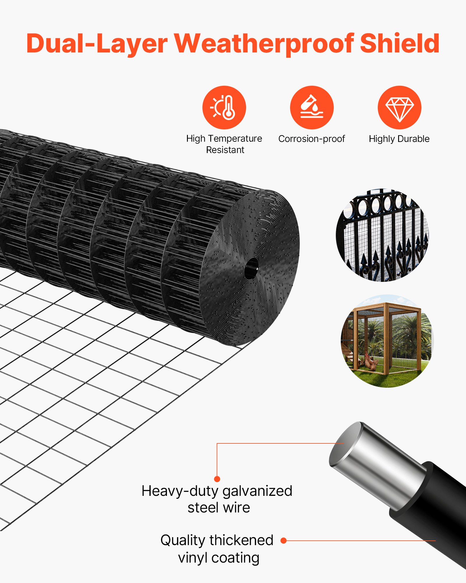 MIWPT2UBhardwareclothf3 VEVORshoplv Heavy Duty Welded Fence for Garden Animals