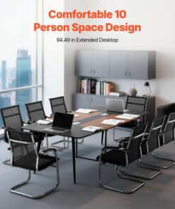 Black & Brown Office Meeting Desk with Metal Legs