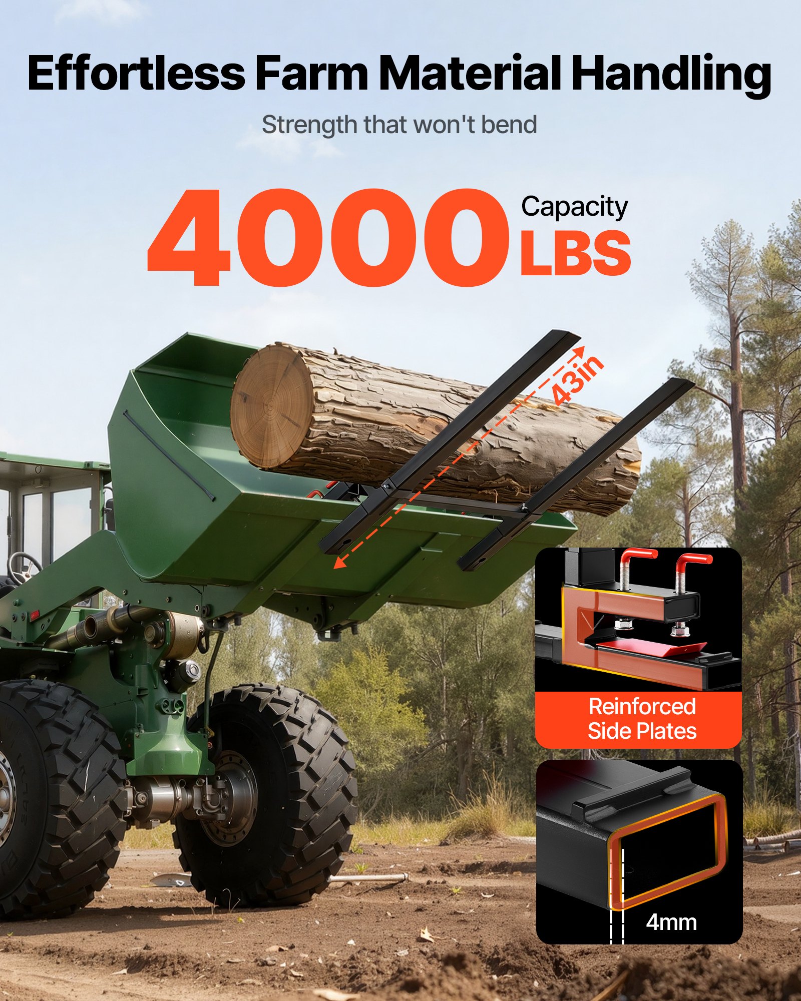 MJ0BLZD5palletforksf1 VEVORshoplv 149 cm Heavy Duty Tractor Forks with Anti Tilt Adjustable Bar for Loaders