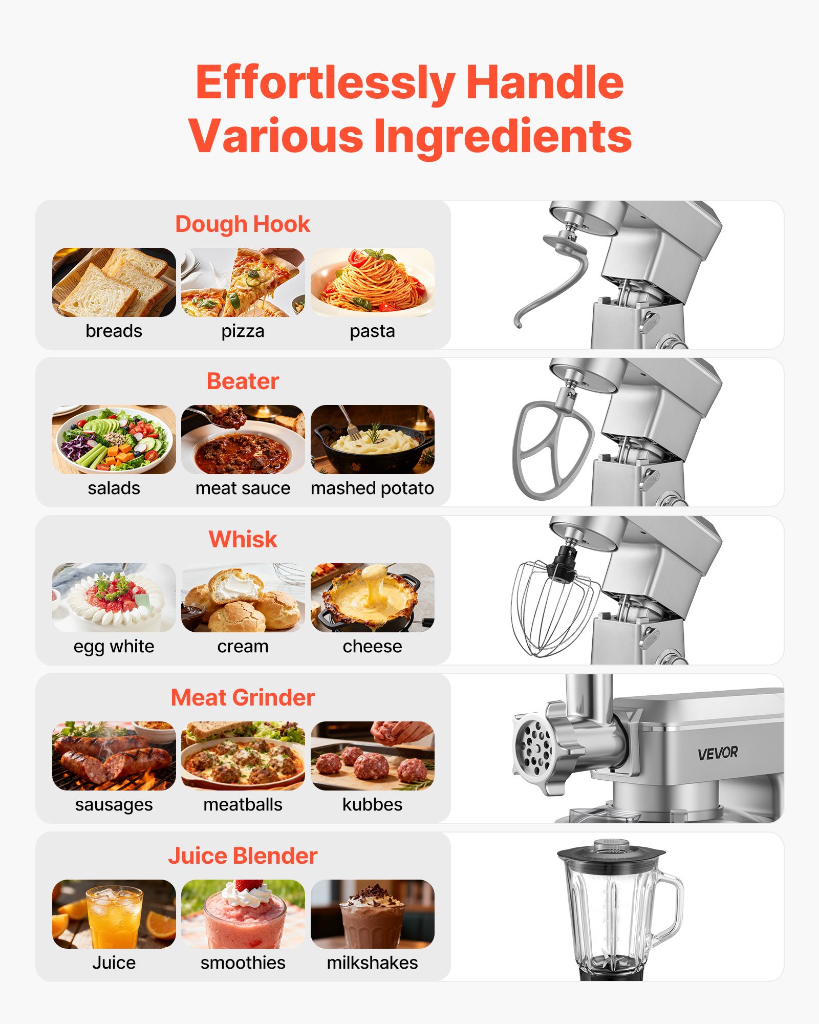 MJ1083E9standmixerf1 VEVORshoplv 6 Speeds