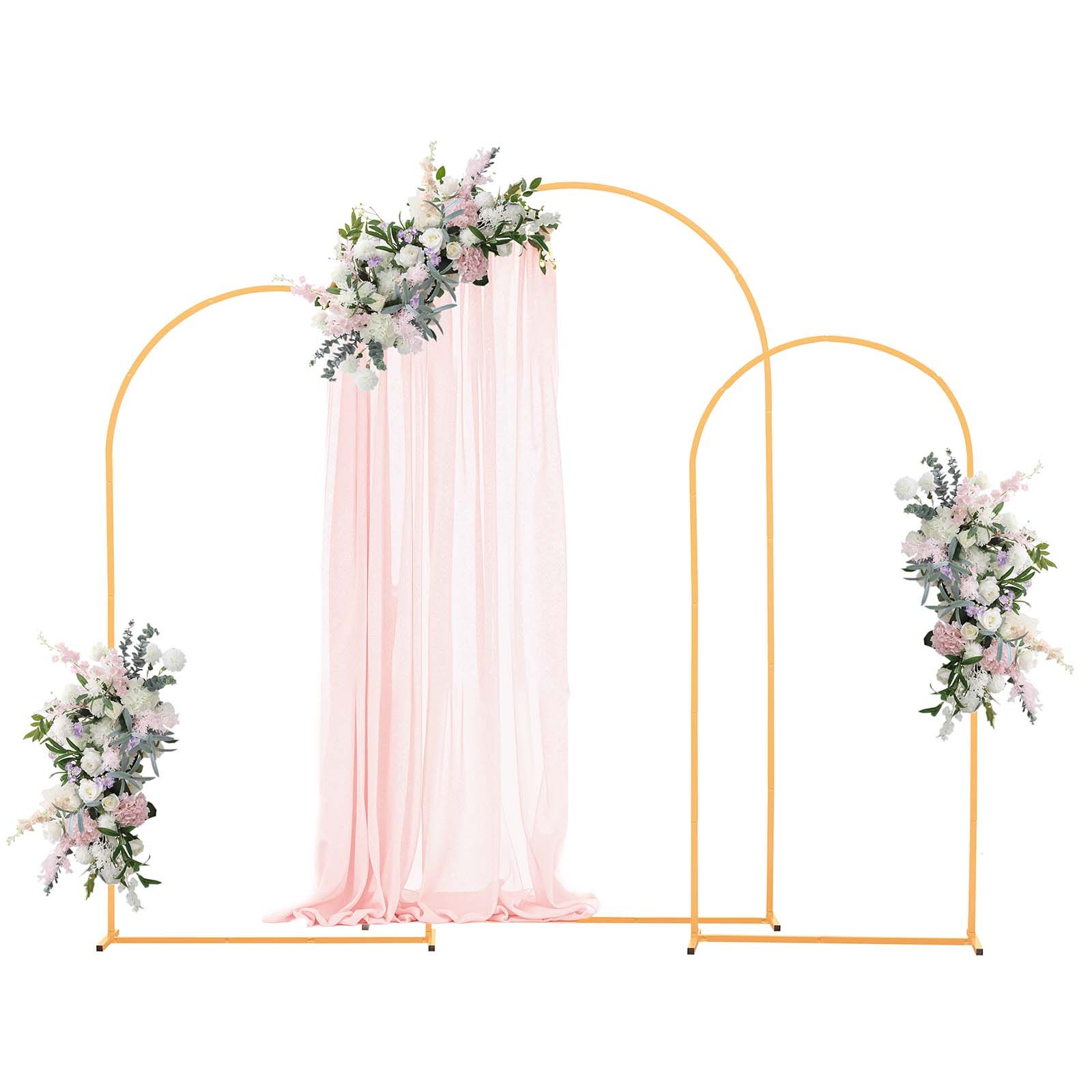 MJ108DIVarchbackdropstandm10012 VEVORshoplv VEVOR Gold Metal Arch Backdrop Stand Set of 3 22218 m
