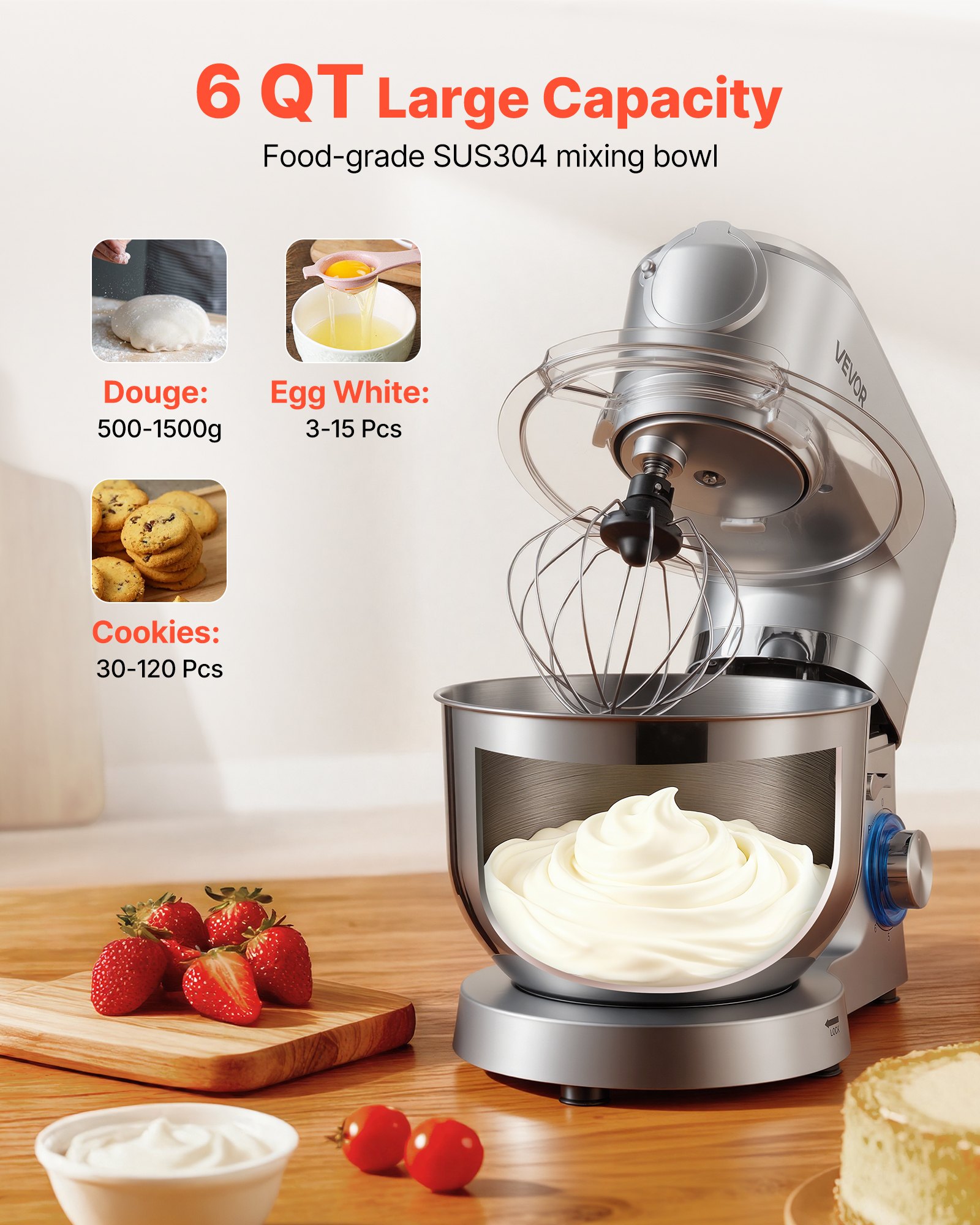 MJ108HFWstandmixerf5 VEVORshoplv Tilt Head