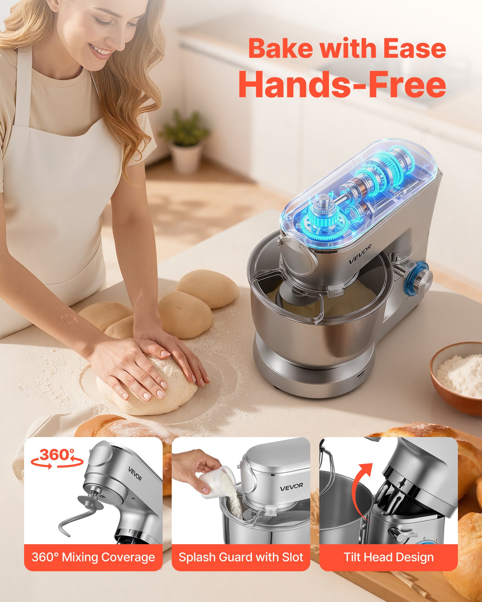 MJ108HFWstandmixerf6 VEVORshoplv Срібло