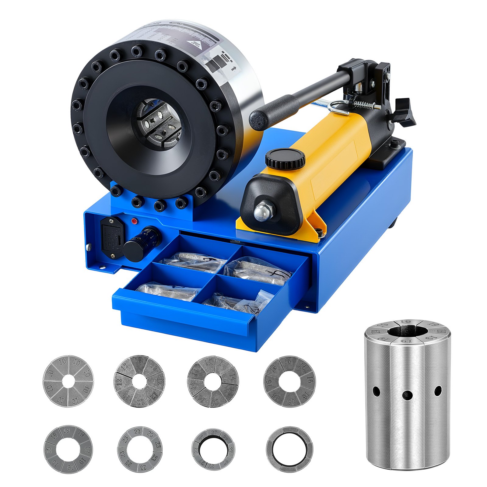 MJ108M6Xhosecrimperm10012 VEVORshoplv VEVOR Manual Hydraulic Hose Crimper with 8 Dies