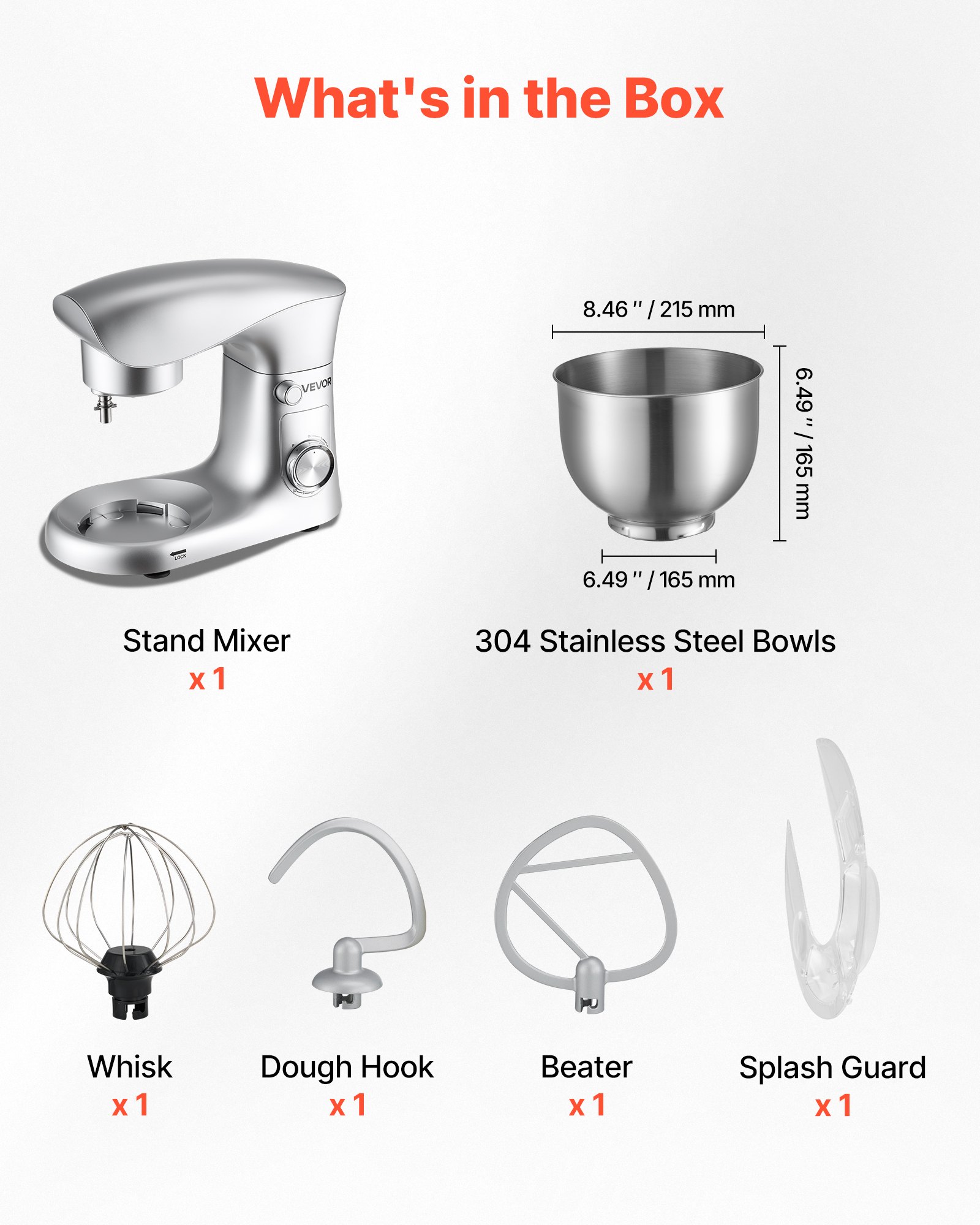 MJ10A2F4standmixerukf2 VEVORshoplv Stainless Bowl